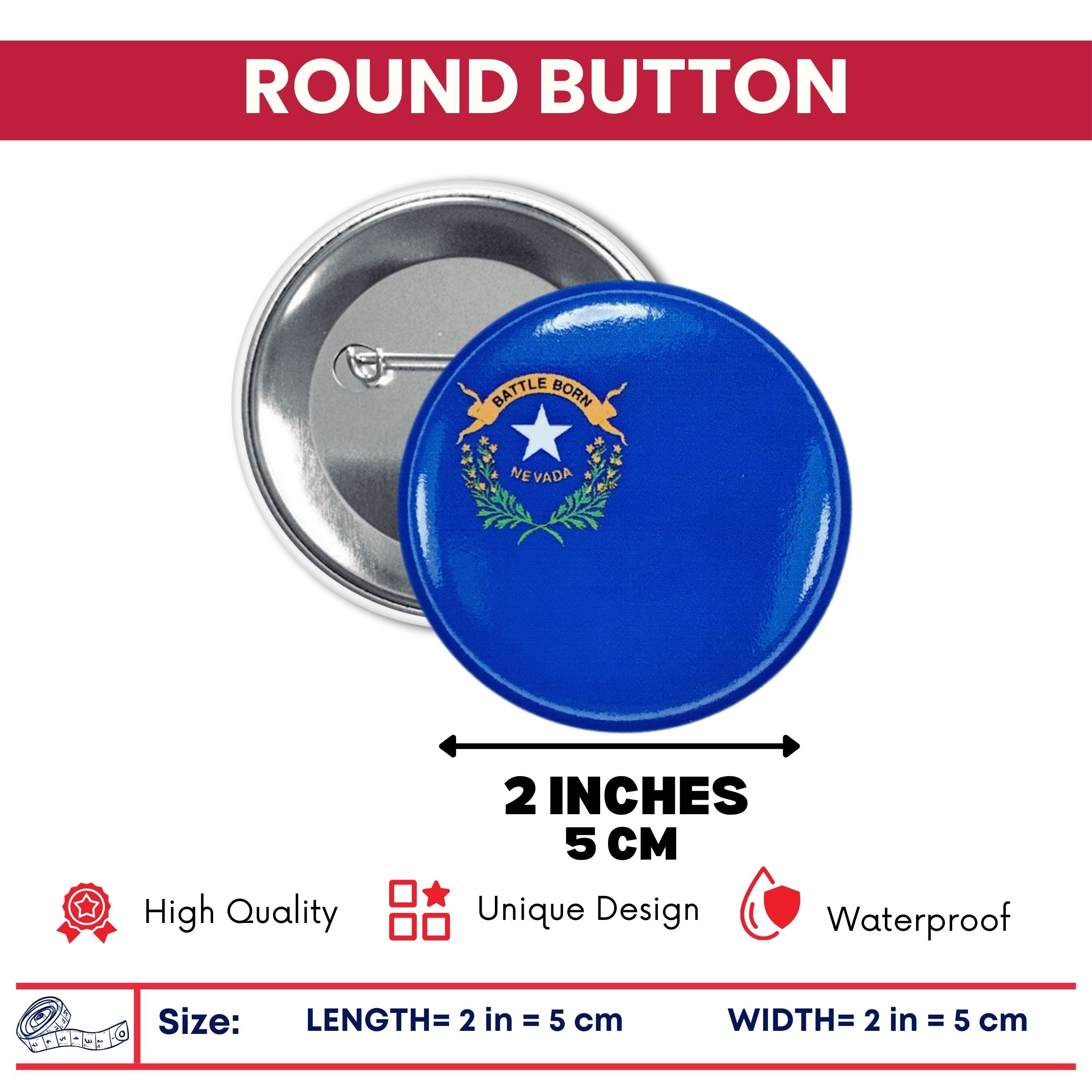 Round Button - State Flag Nevada - USA