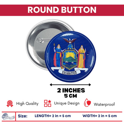 Round Button - State Flag New York - USA