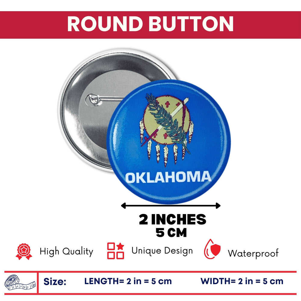 Round Button - State Flag Oklahoma - USA