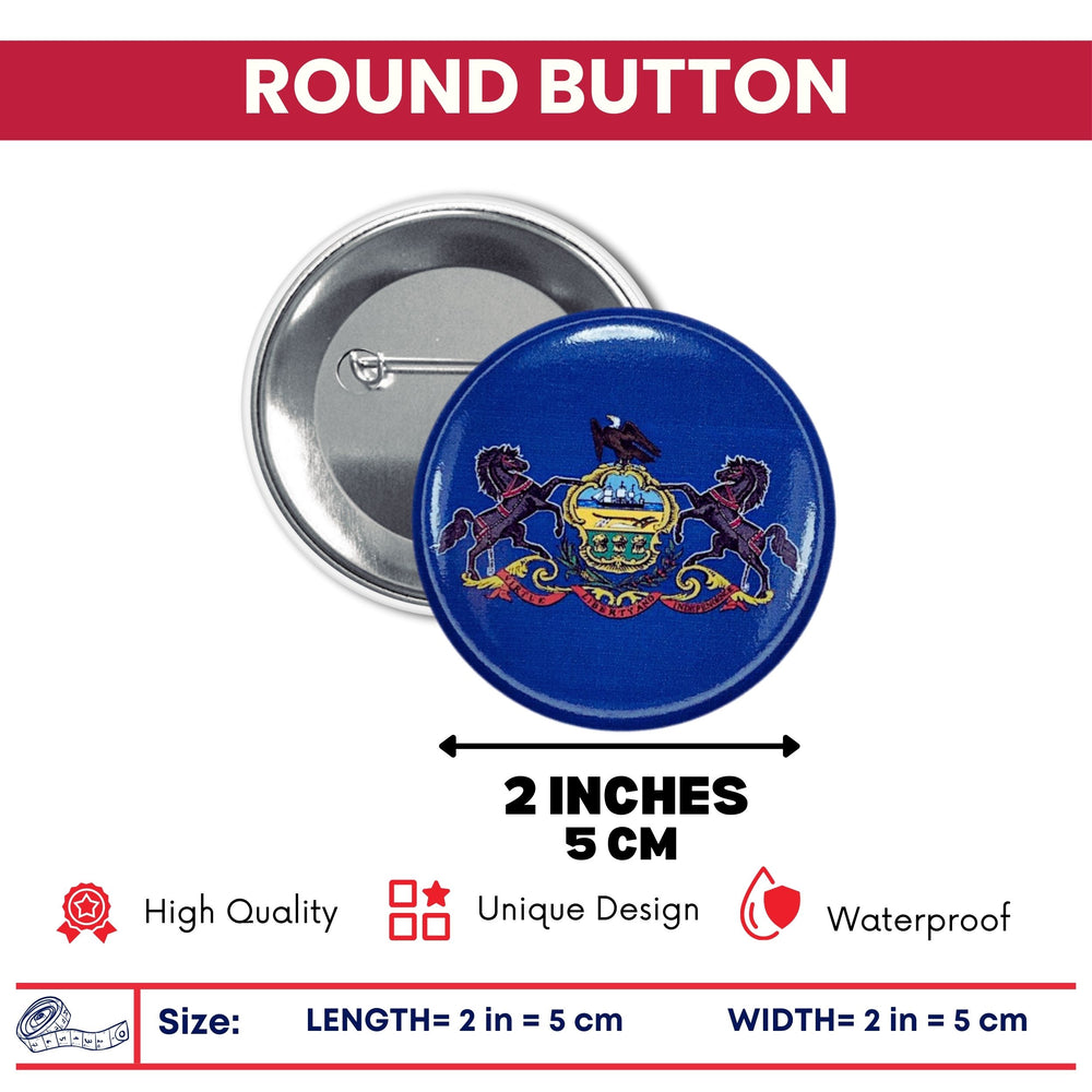 Round Button - State Flag Pennsylvania - USA