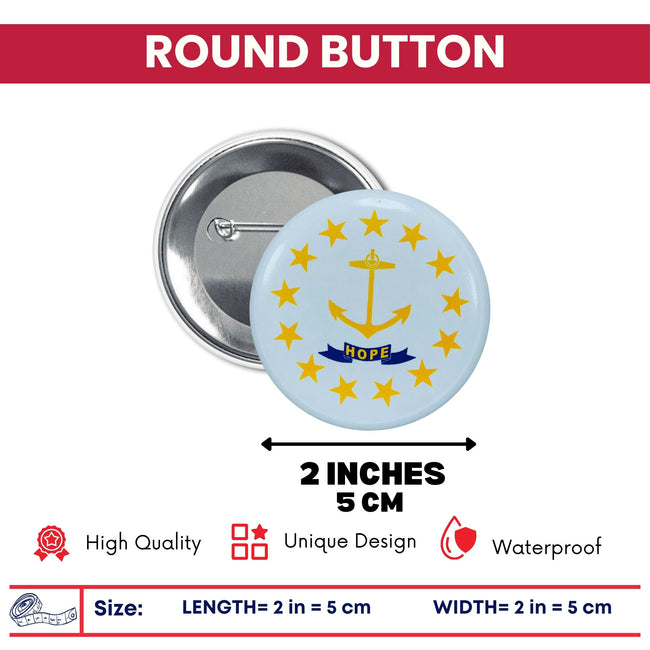 Round Button - State Flag Rhode Island - USA