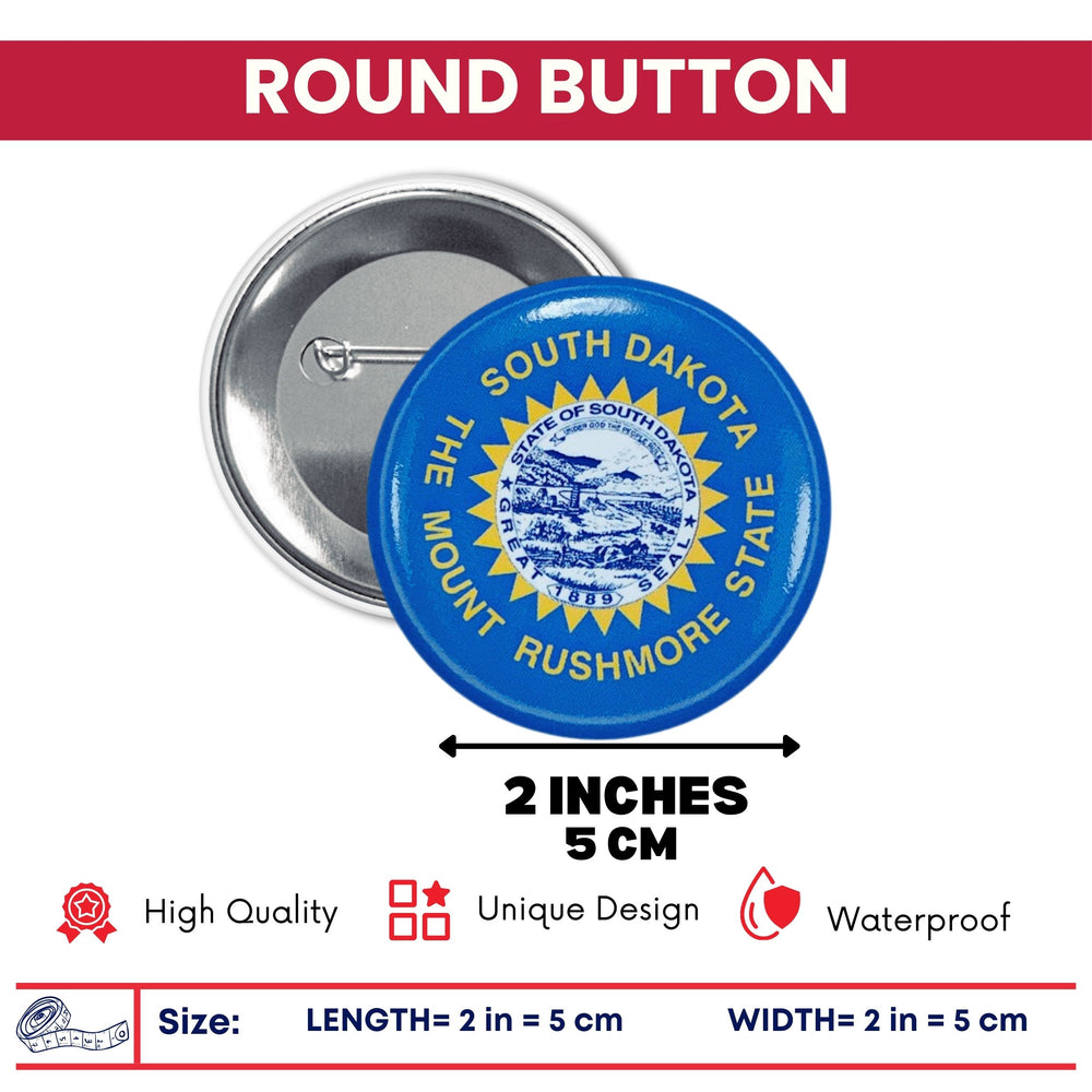 Round Button - State Flag South Dakota - USA