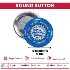 Round Button - State Flag South Dakota - USA