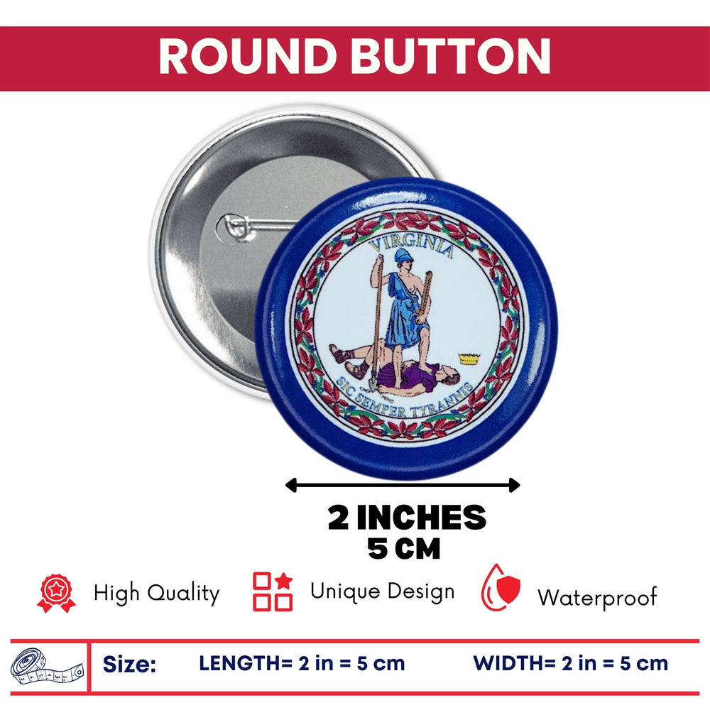 Round Button - State Flag Virginia - USA