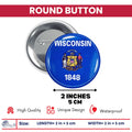 Round Button - State Flag Wisconsin - USA