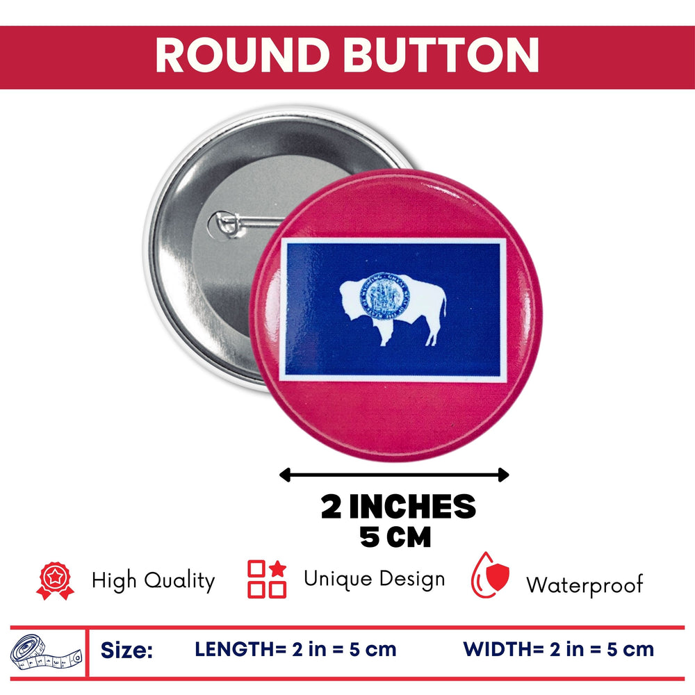 Round Button - State Flag Wyoming - USA