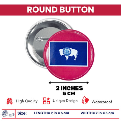 Round Button - State Flag Wyoming - USA