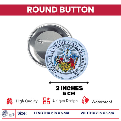 Round Button - State Seal Arkansas - USA