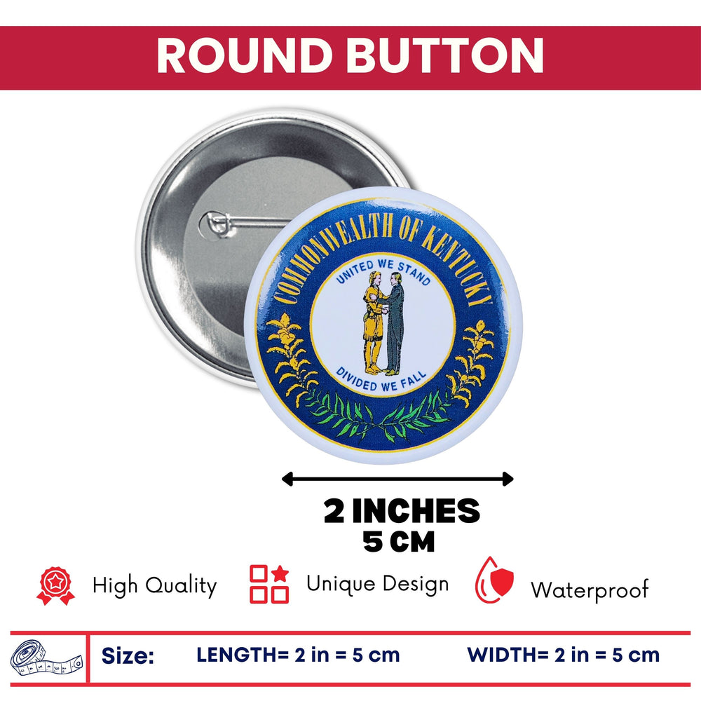 Round Button - State Seal Kentucky - USA