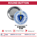 Round Button - State Seal Massachusetts - USA