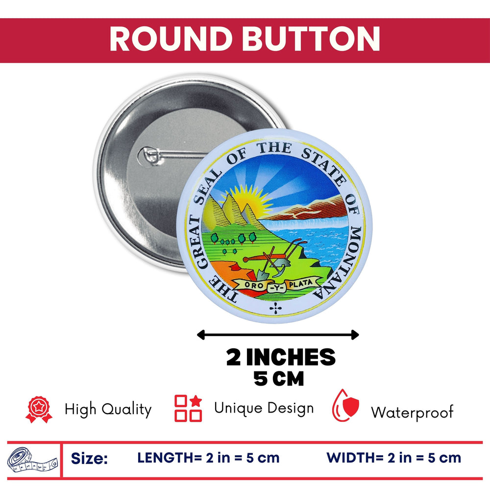 Round Button - State Seal Montana - USA