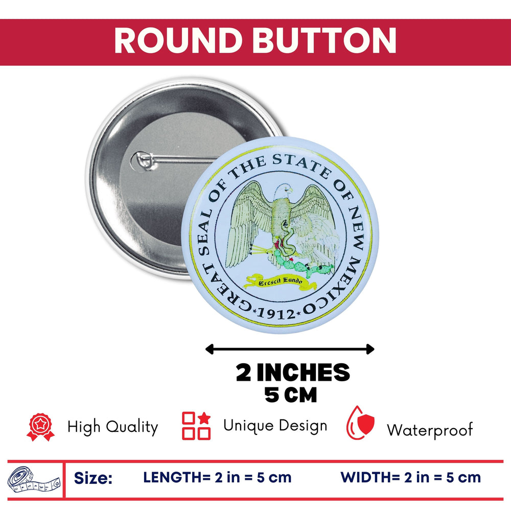 Round Button - State Seal New Mexico - USA
