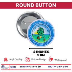 Round Button - State Seal North Dakota - USA