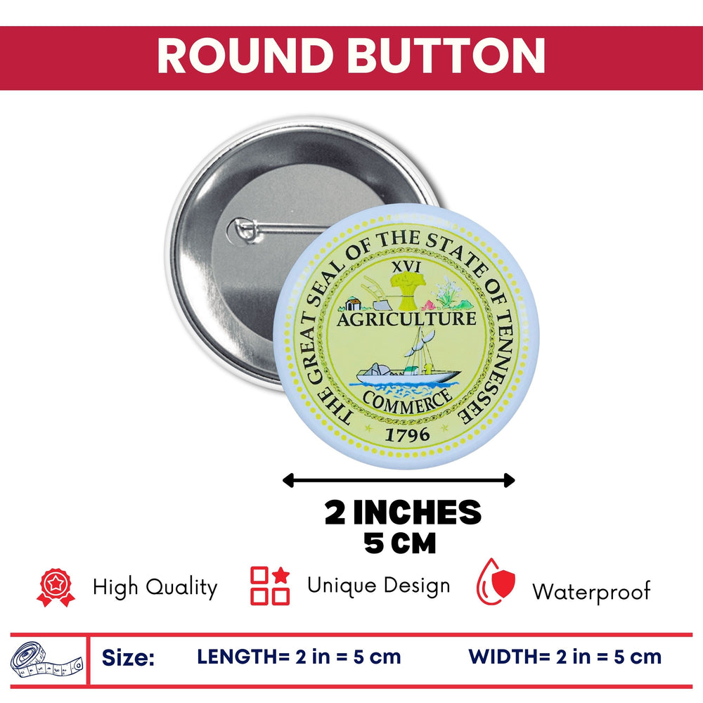 Round Button - State Seal Tennessee - USA