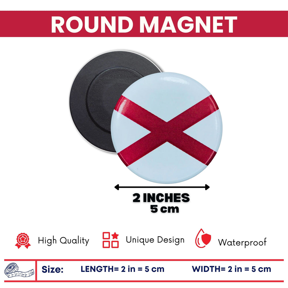 Round Magnet - State Flag Alabama - USA