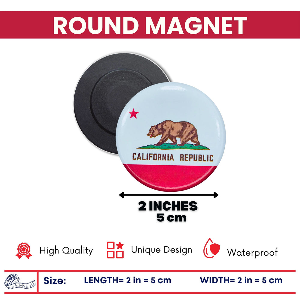 Round Magnet - State Flag California - USA