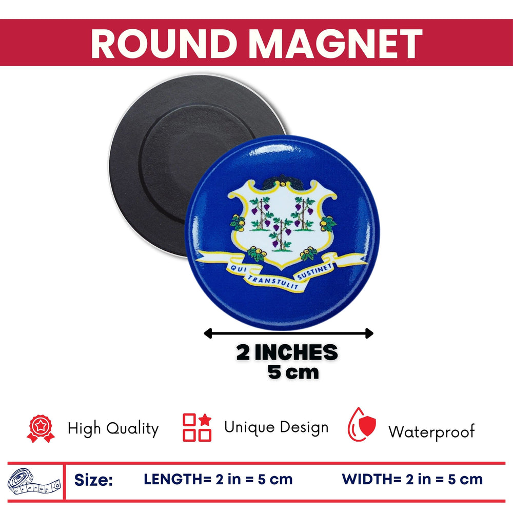 Round Magnet - State Flag Connecticut - USA