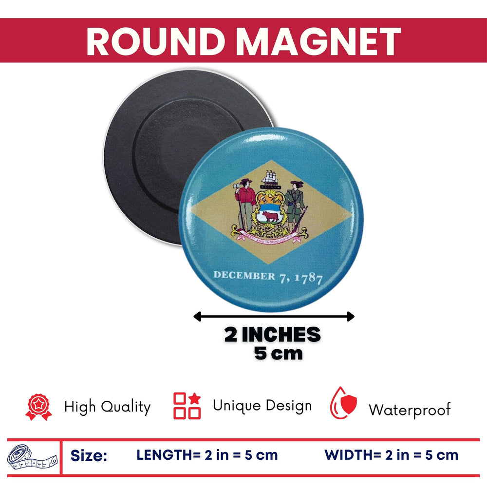 Round Magnet - State Flag Delaware - USA