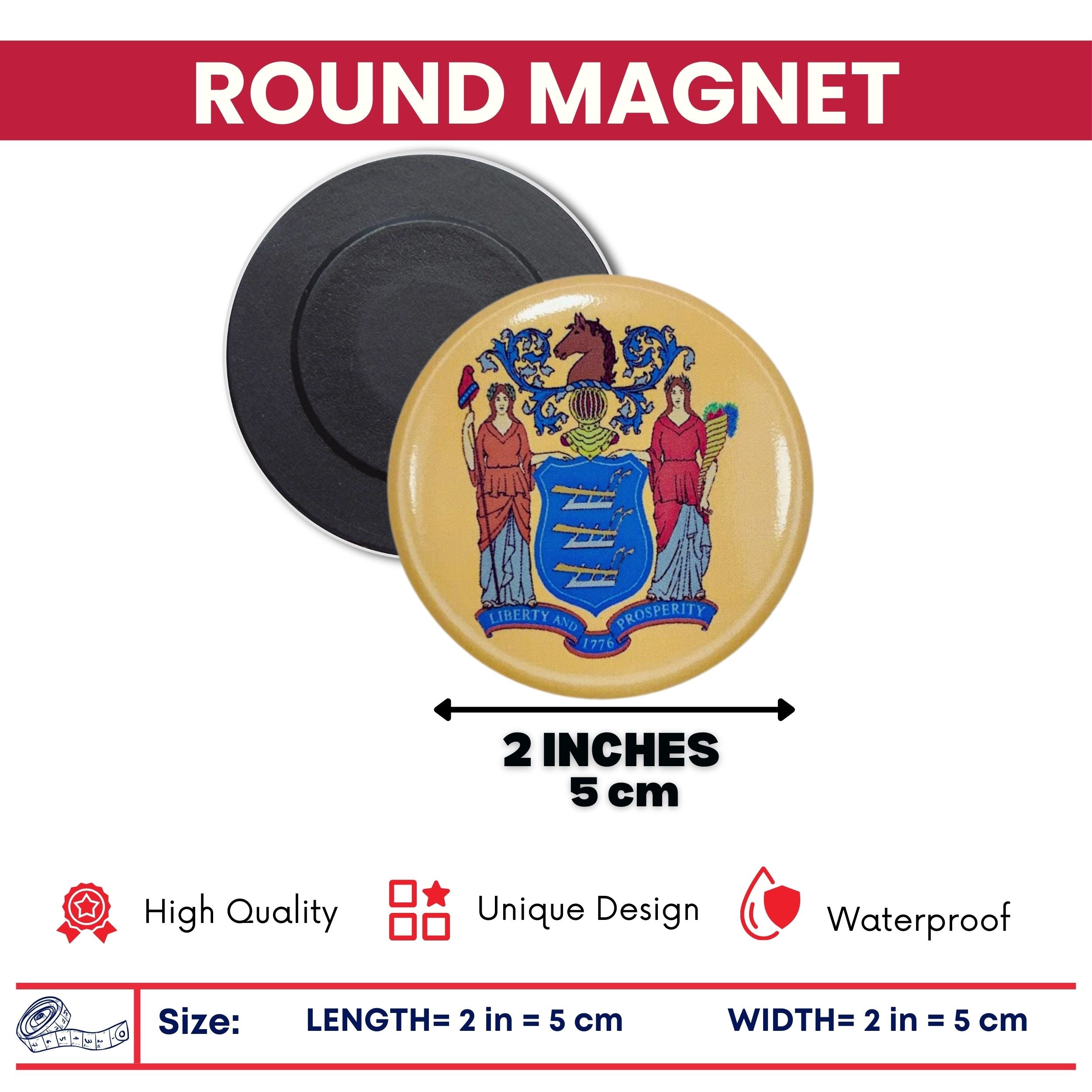 Round Magnet - State Flag New Jersey - USA