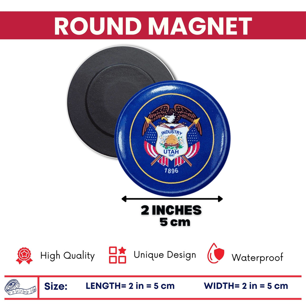 Round Magnet - State Flag Utah - USA