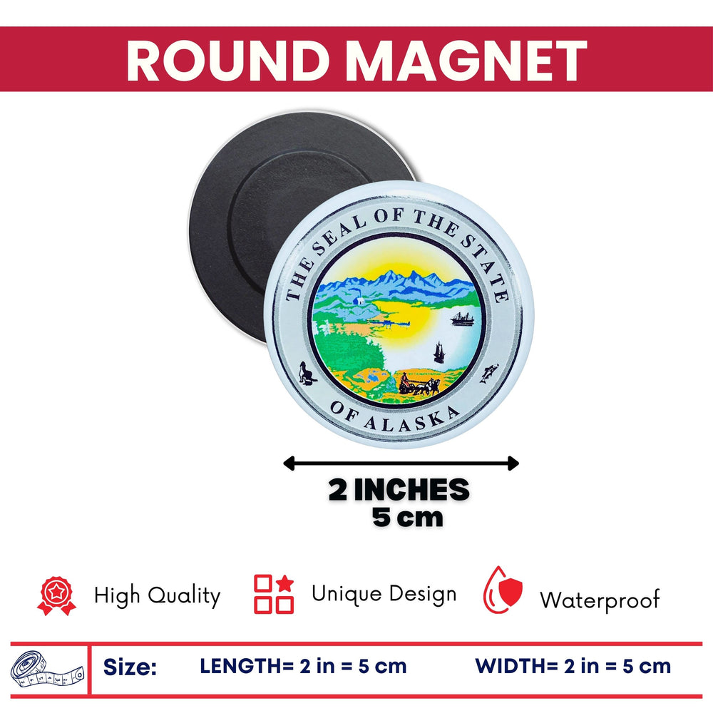 Round Magnet - State Seal Alaska - USA