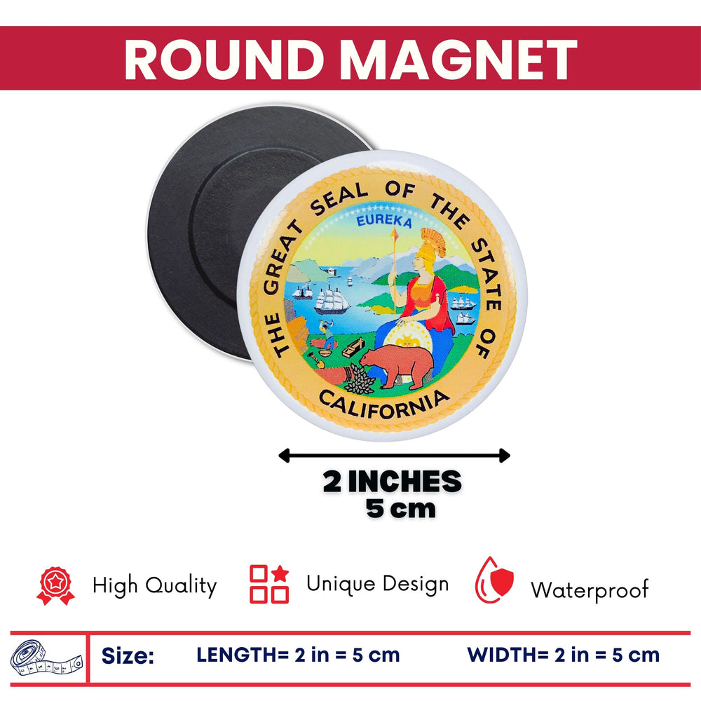 Round Magnet - State Seal California - USA