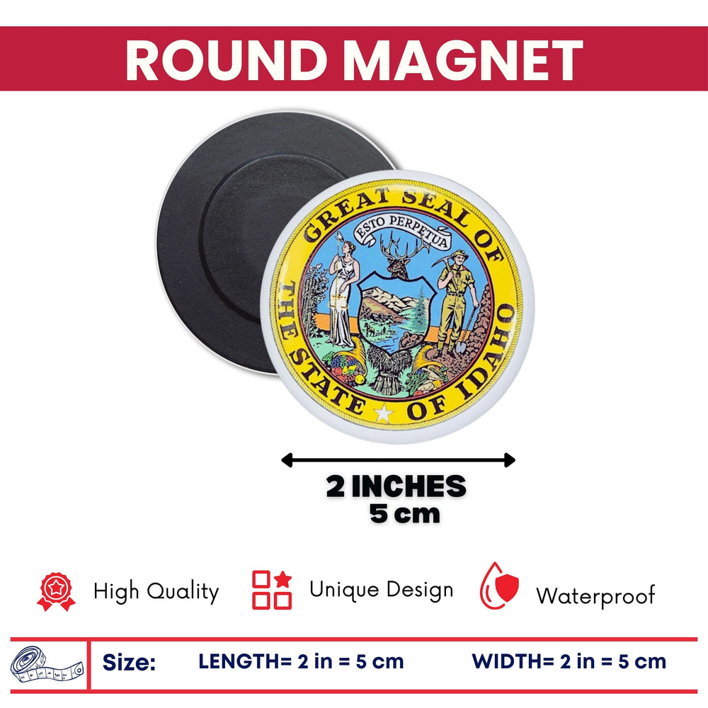 Round Magnet - State Seal Idaho - USA