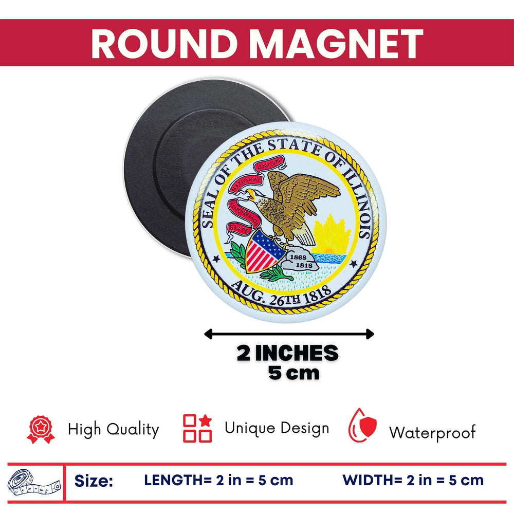 Round Magnet - State Seal Illinois - USA