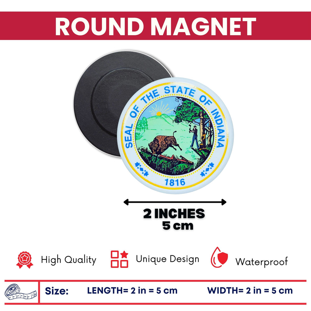 Round Magnet - State Seal Indiana - USA