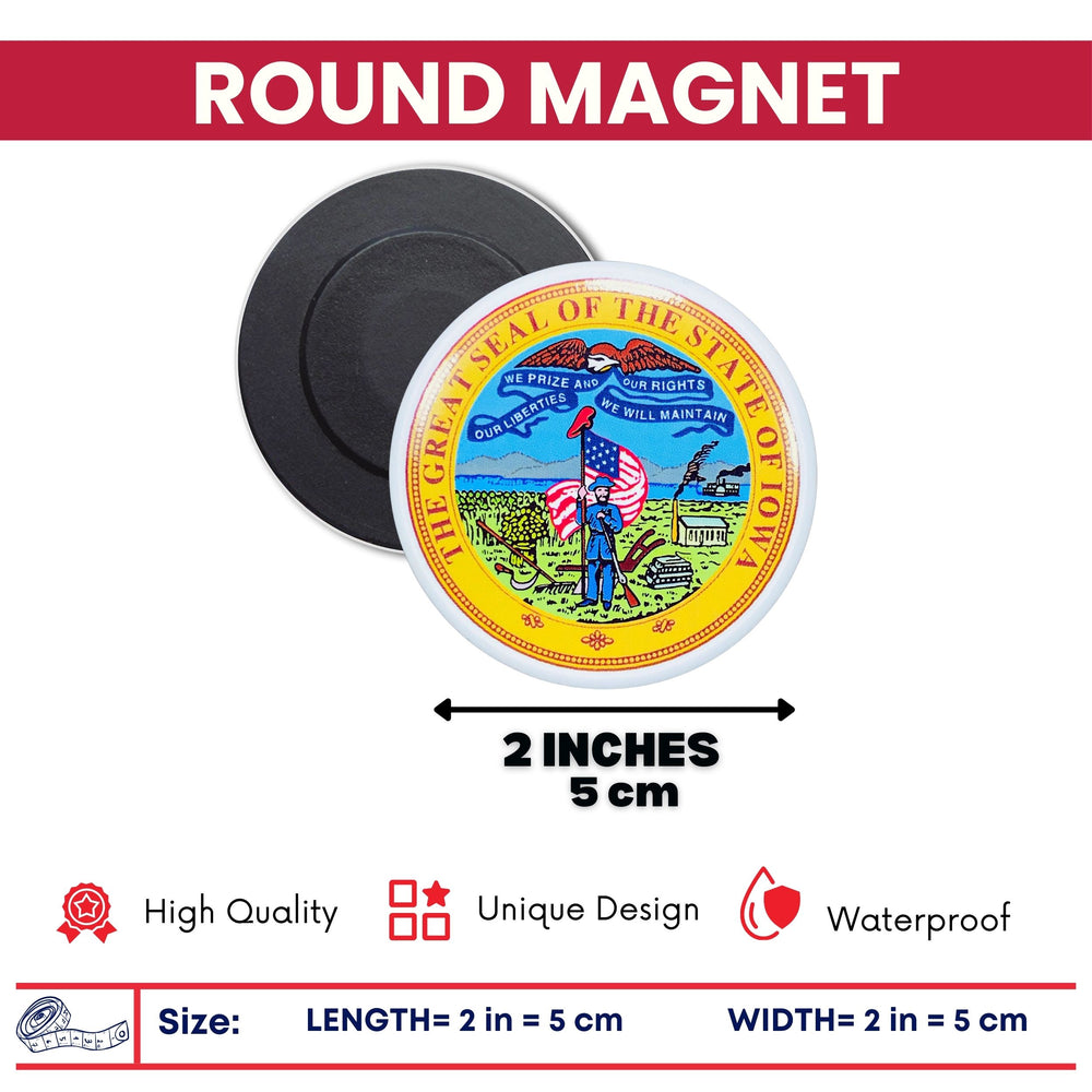 Round Magnet - State Seal Iowa - USA