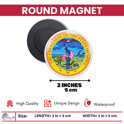 Round Magnet - State Seal Iowa - USA