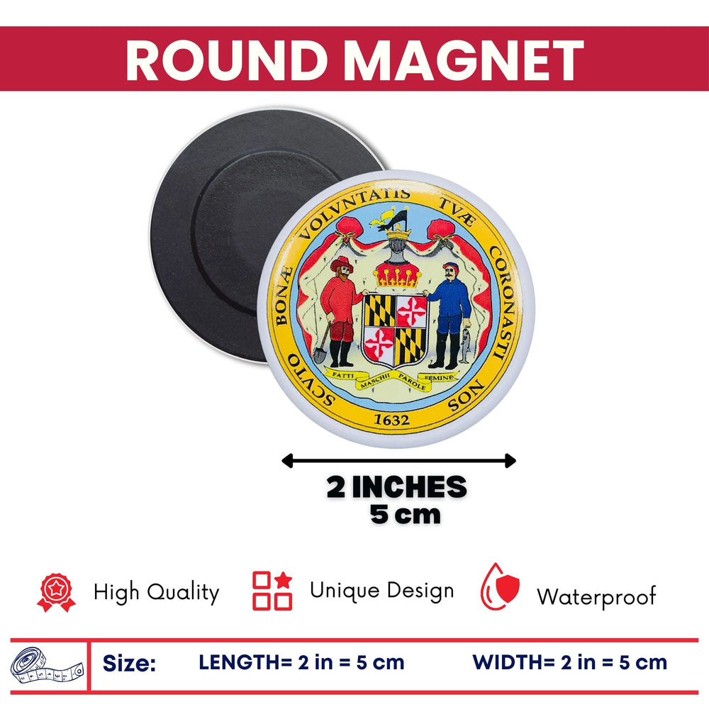 Round Magnet - State Seal Maryland - USA