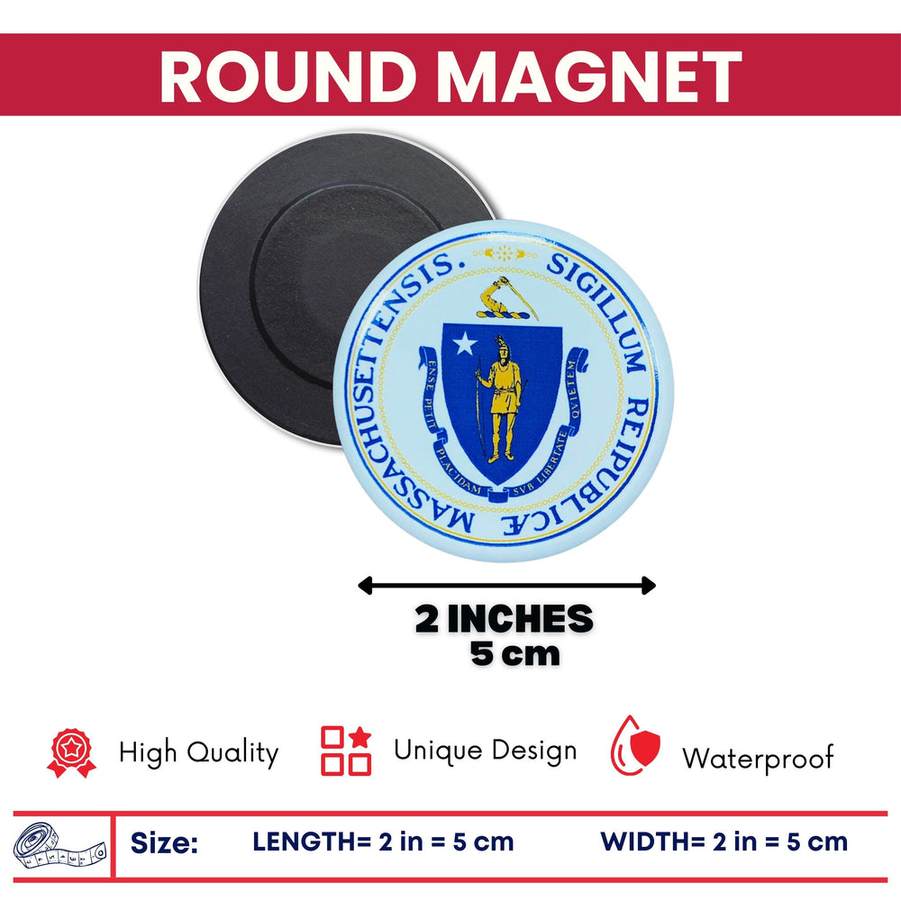 Round Magnet - State Seal Massachusetts - USA