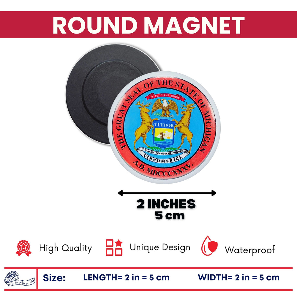 Round Magnet - State Seal Michigan - USA