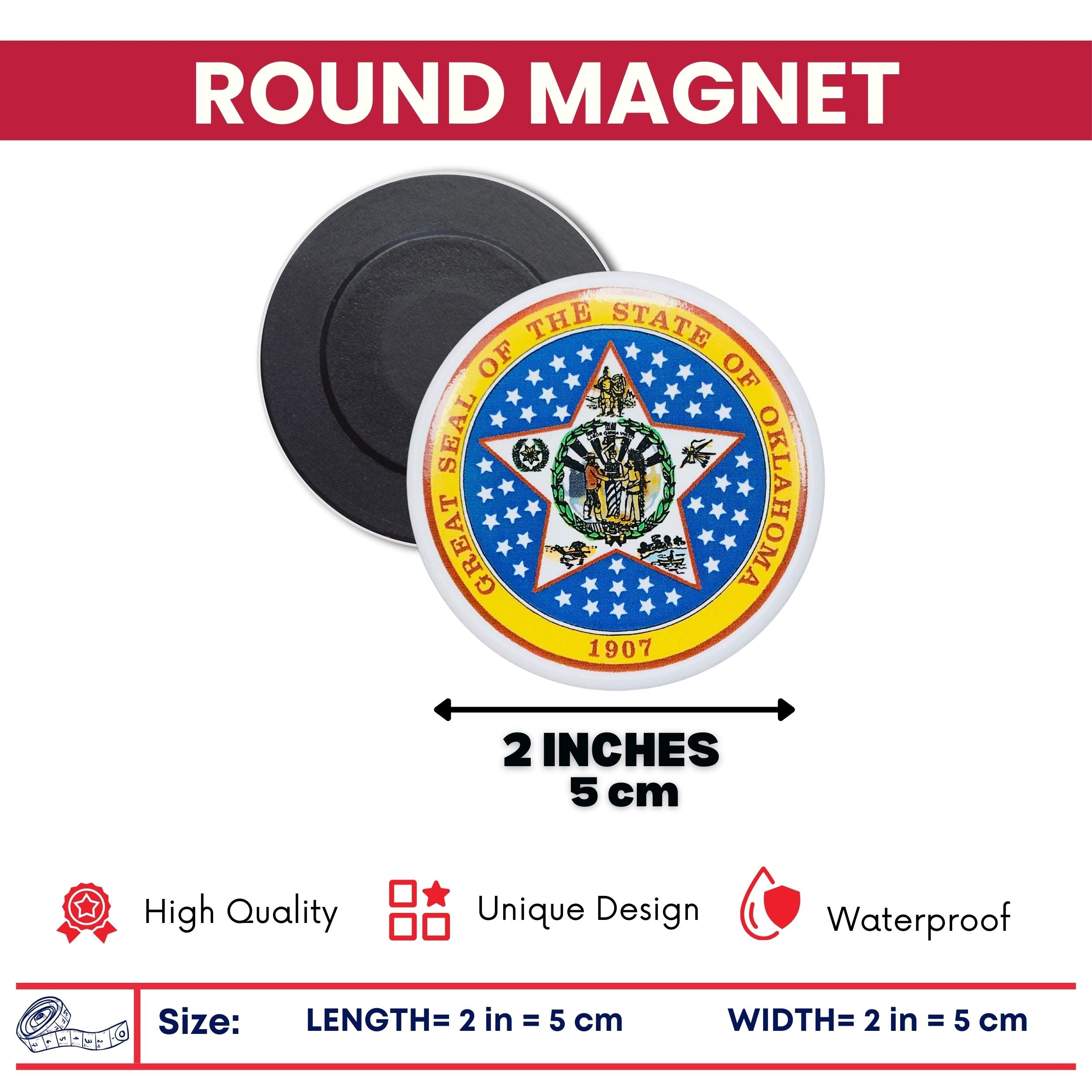 Round Magnet - State Seal Oklahoma - USA