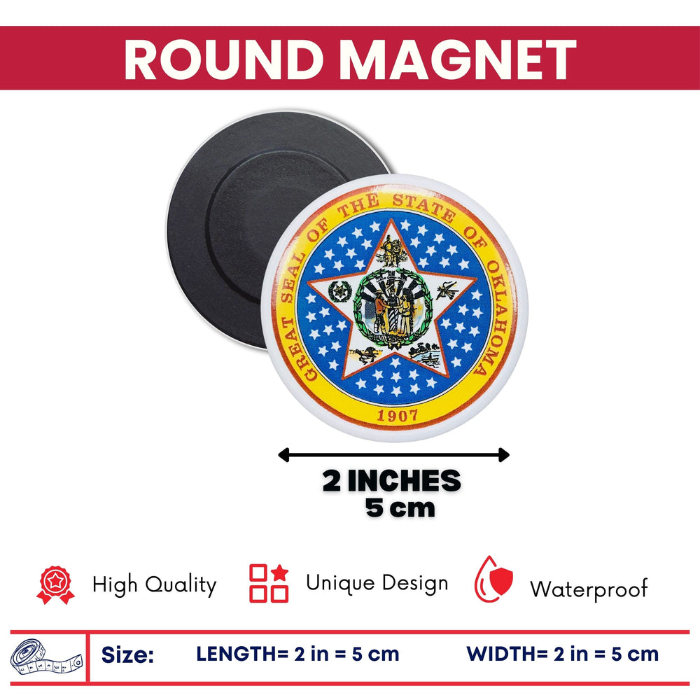 Round Magnet - State Seal Oklahoma - USA