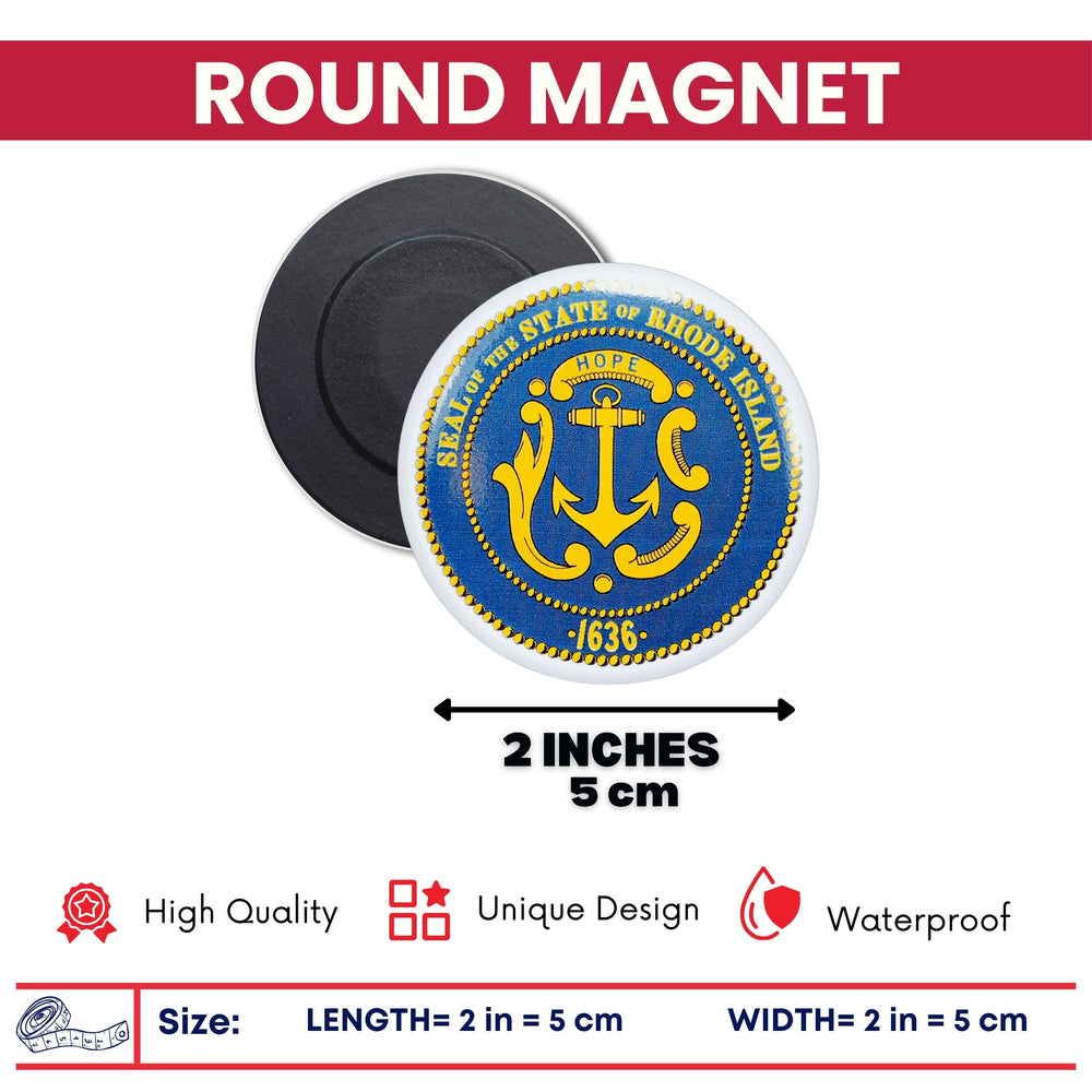 Round Magnet - State Seal Rhode Island - USA
