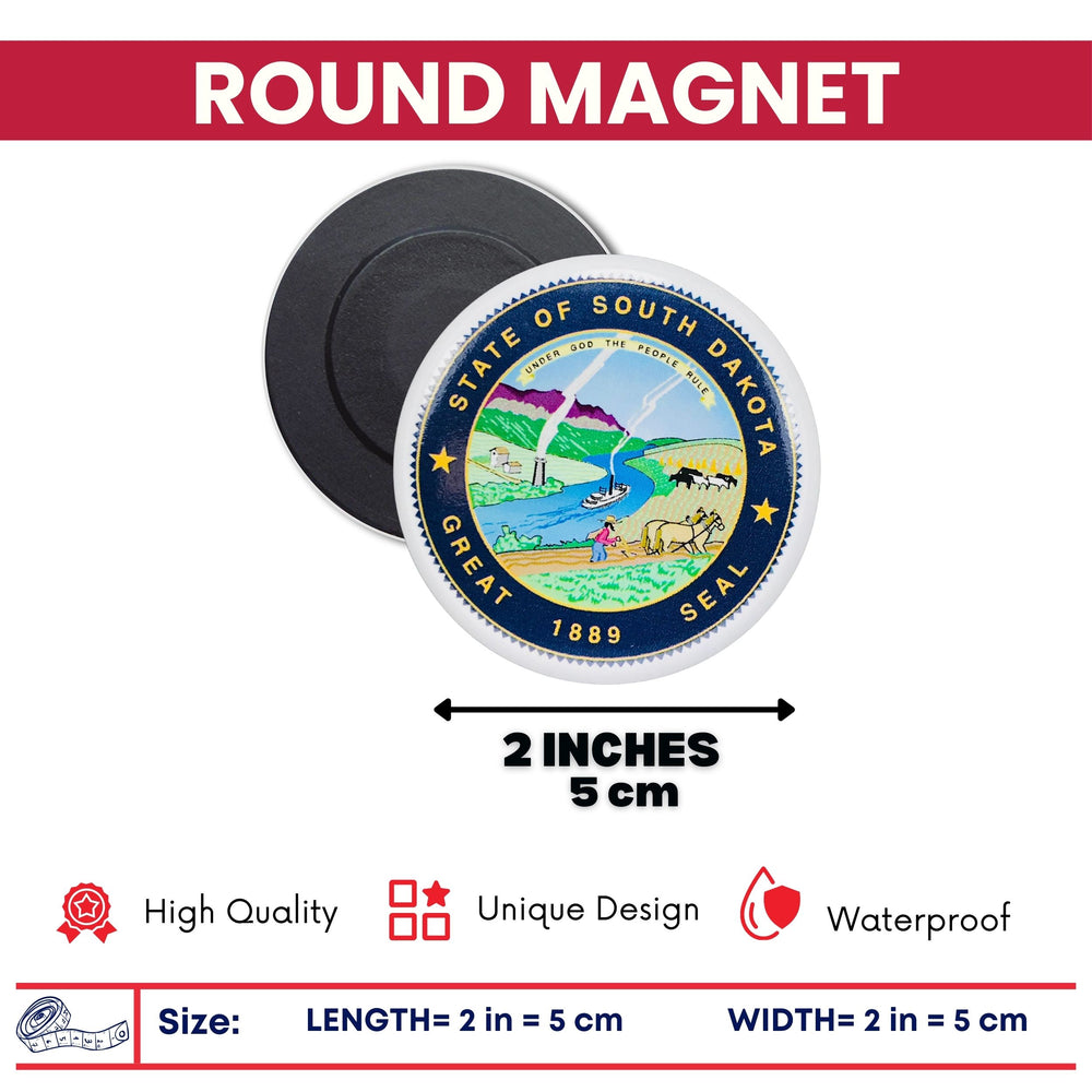 Round Magnet - State Seal South Dakota - USA