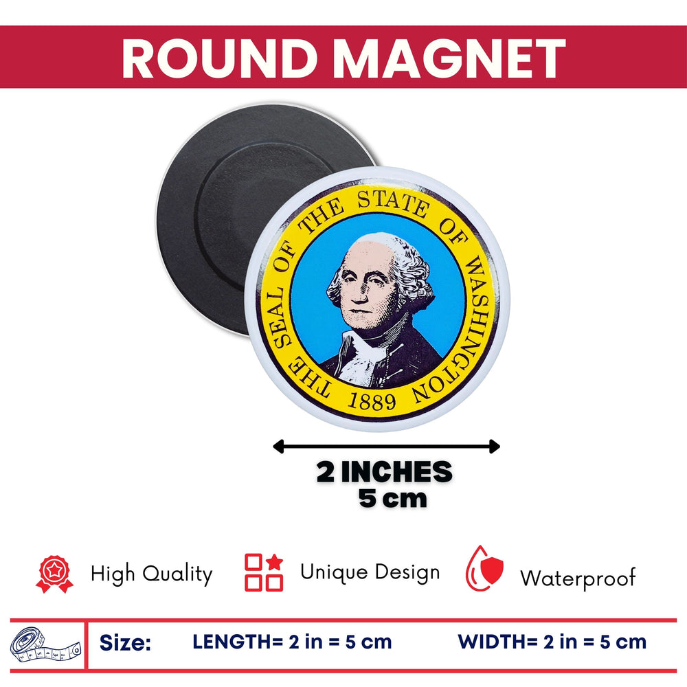 Round Magnet - State Seal Washington - USA