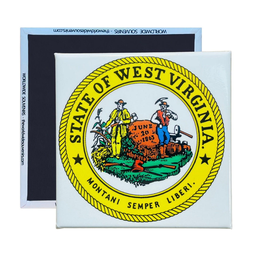 Square Magnet - State Seal WEST VIRGINIA - USA