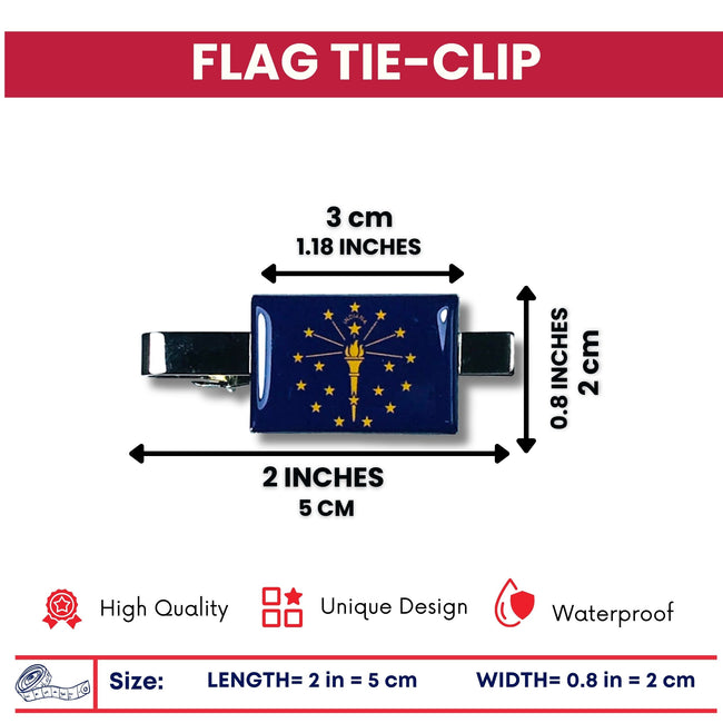 Tie Clip - State Flag Indiana - Usa