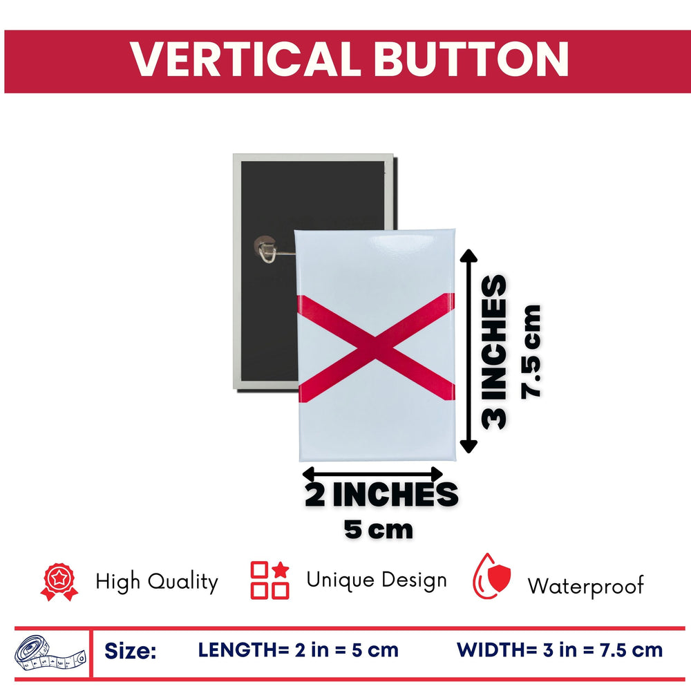 Vertical Button - State Flag Alabama - USA