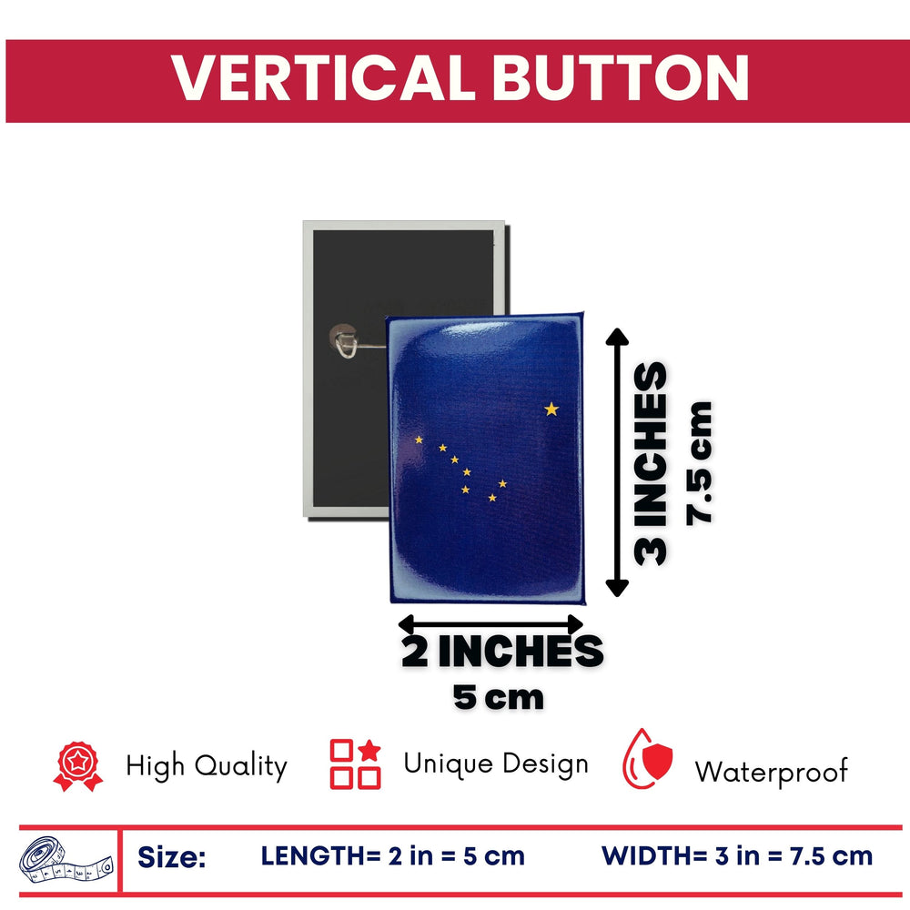 Vertical Button - State Flag Alaska - USA