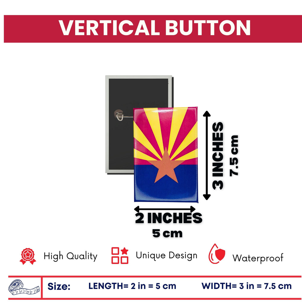 Vertical Button - State Flag Arizona - USA