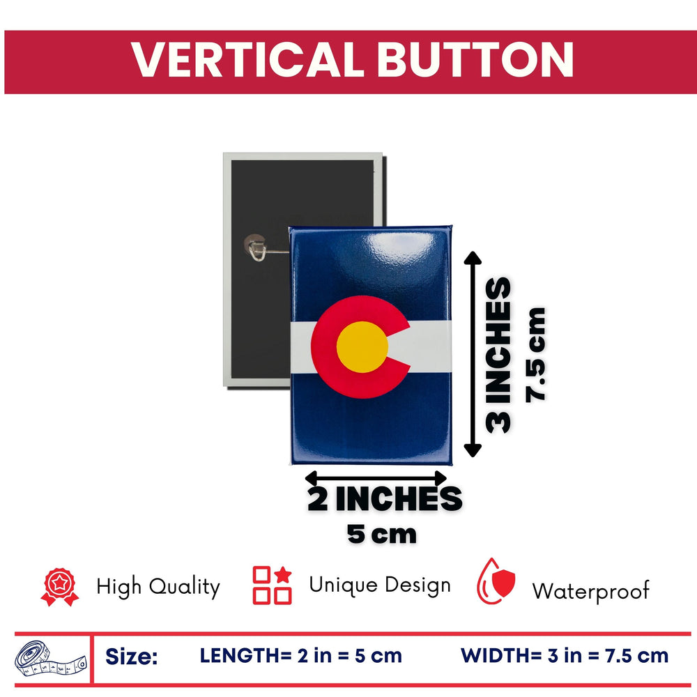 Vertical Button - State Flag Colorado - USA