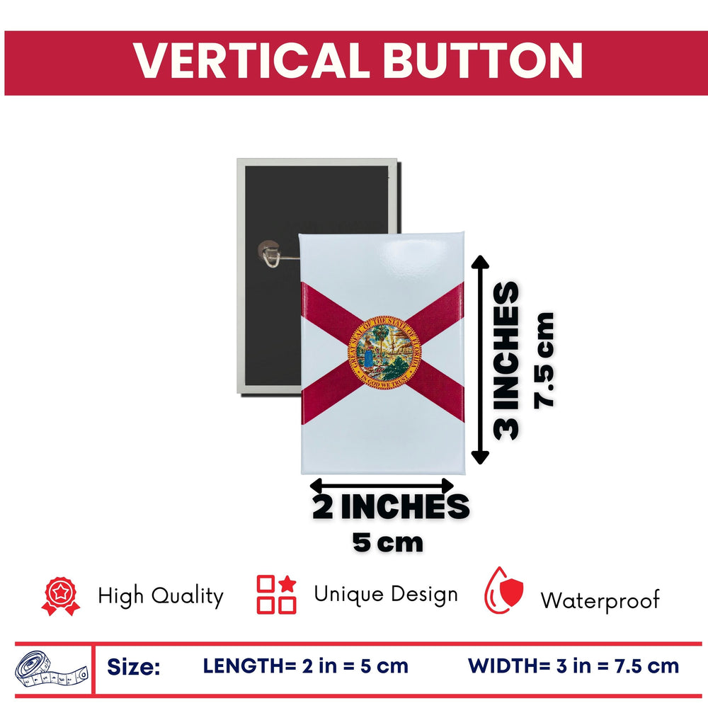 Vertical Button - State Flag Florida - USA