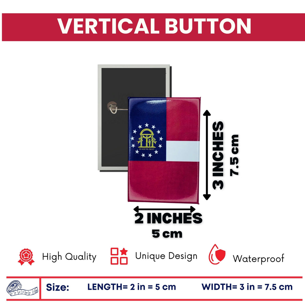 Vertical Button - State Flag Georgia - USA