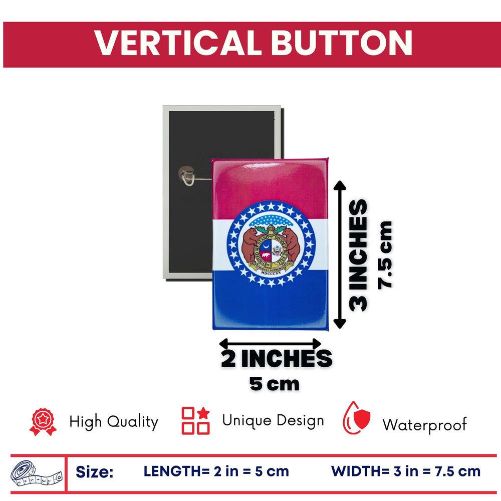 Vertical Button - State Flag Missouri - USA