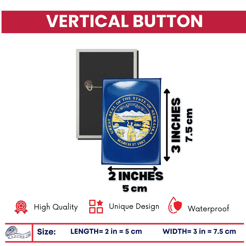 Vertical Button - State Flag Nebraska - USA