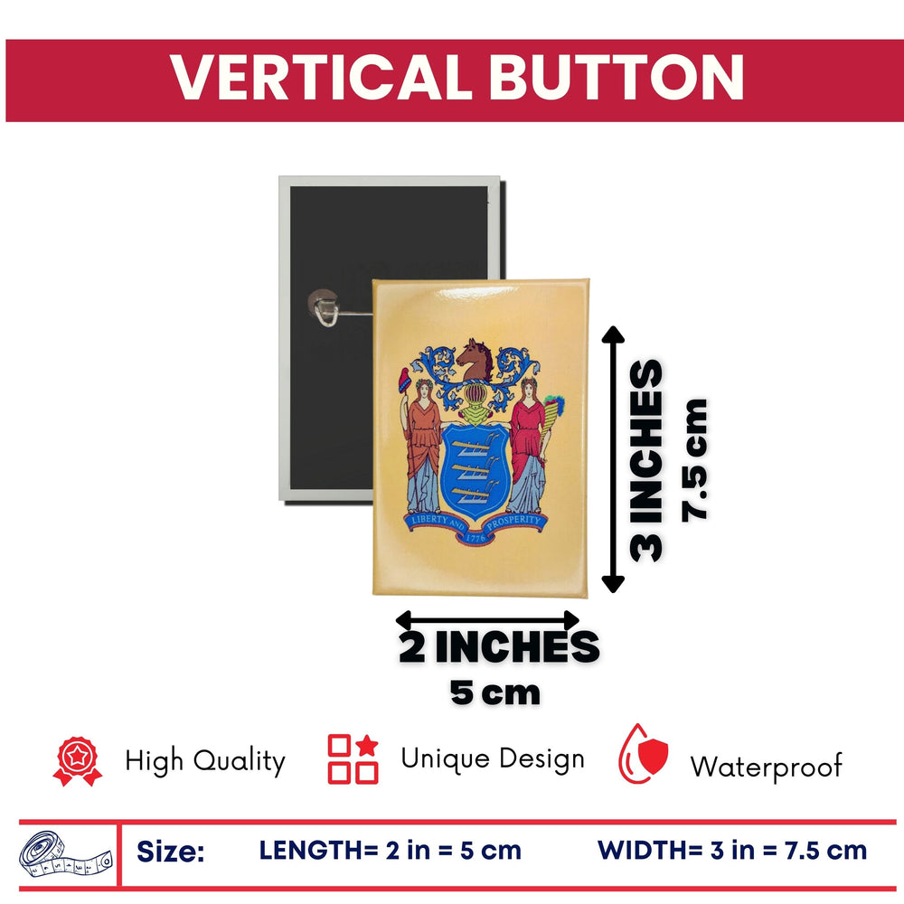 Vertical Button - State Flag New Jersey - USA